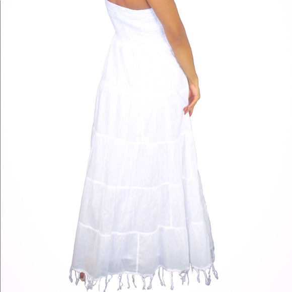 STRAPLESS BOHEMIAN COTTON MAXI DRESS - Picture 4 of 6